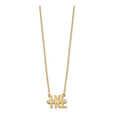 Gold-Plated Sterling Silver Diamond Personalized 3-Initial Necklace – view 2