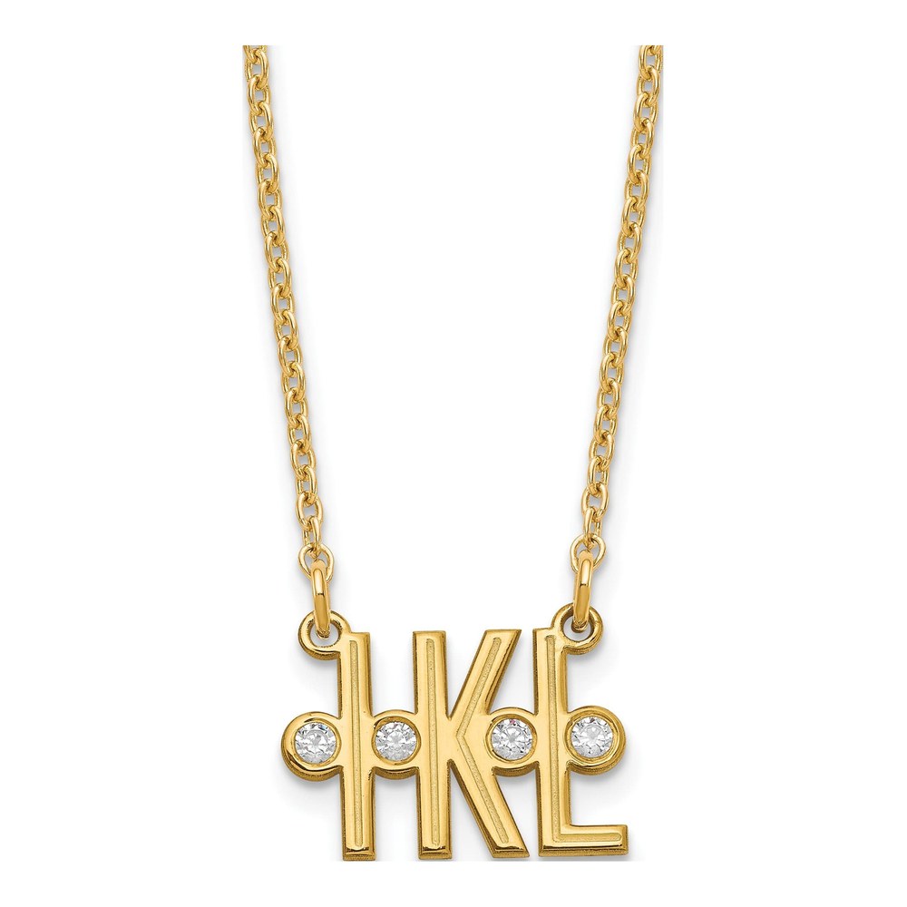 Personalized 3 Initial Diamond Necklace, Sterling Silver