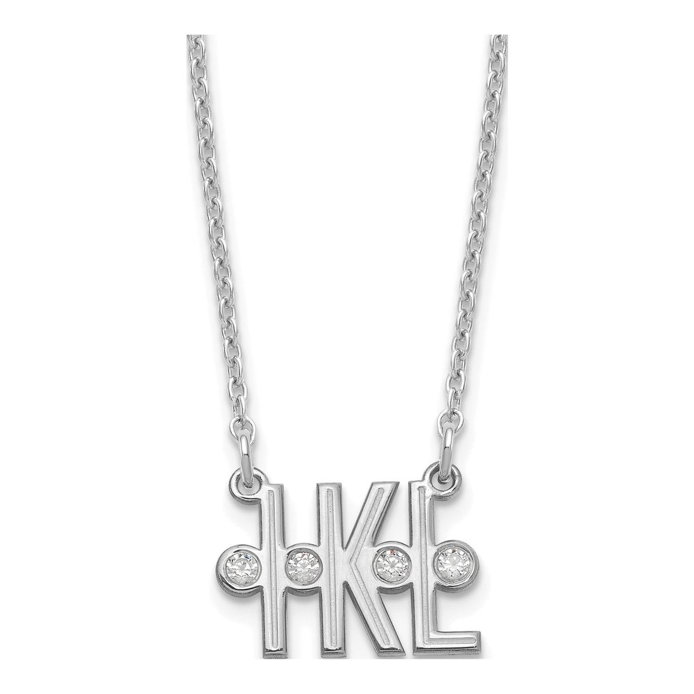 Sterling Silver Diamond Personalized 3-Initial Necklace