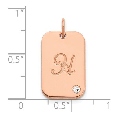 Rose Gold-Plated Sterling Silver Diamond Initial Dog Tag Charm – view 2