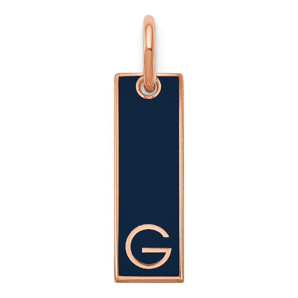 Sterling Silver/rose-Plated Small Epoxy Initial Bar Charm Pendant