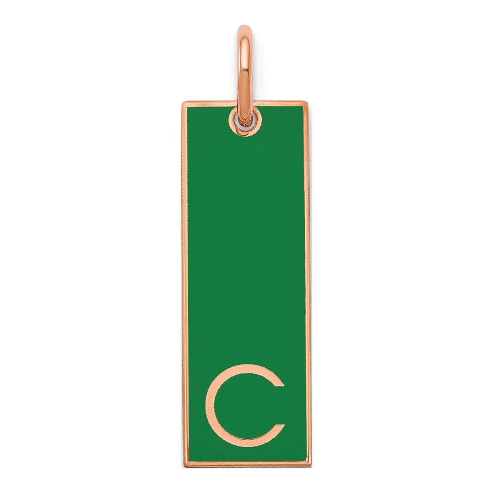 14K Yellow Gold Medium Enameled Initial Bar Charm