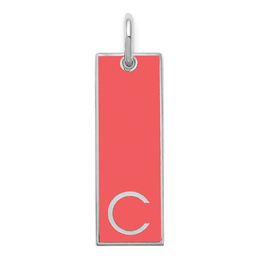 Sterling Silver/rhodium-Plated Large Epoxy Initial Bar Charm Pendant