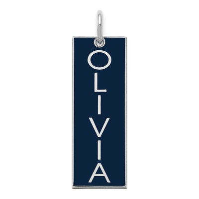 Sterling Silver Large Enameled Name Bar Charm