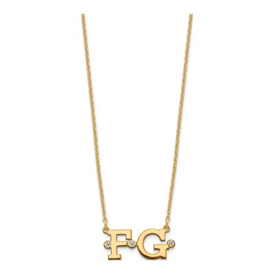 Gold-Plated Sterling Silver Diamond Personalized Double Initial Necklace – view 2
