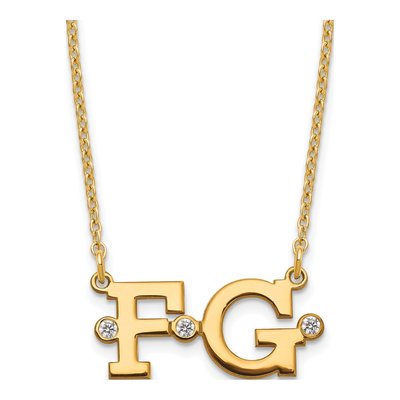 Gold-Plated Sterling Silver Diamond Personalized Double Initial Necklace