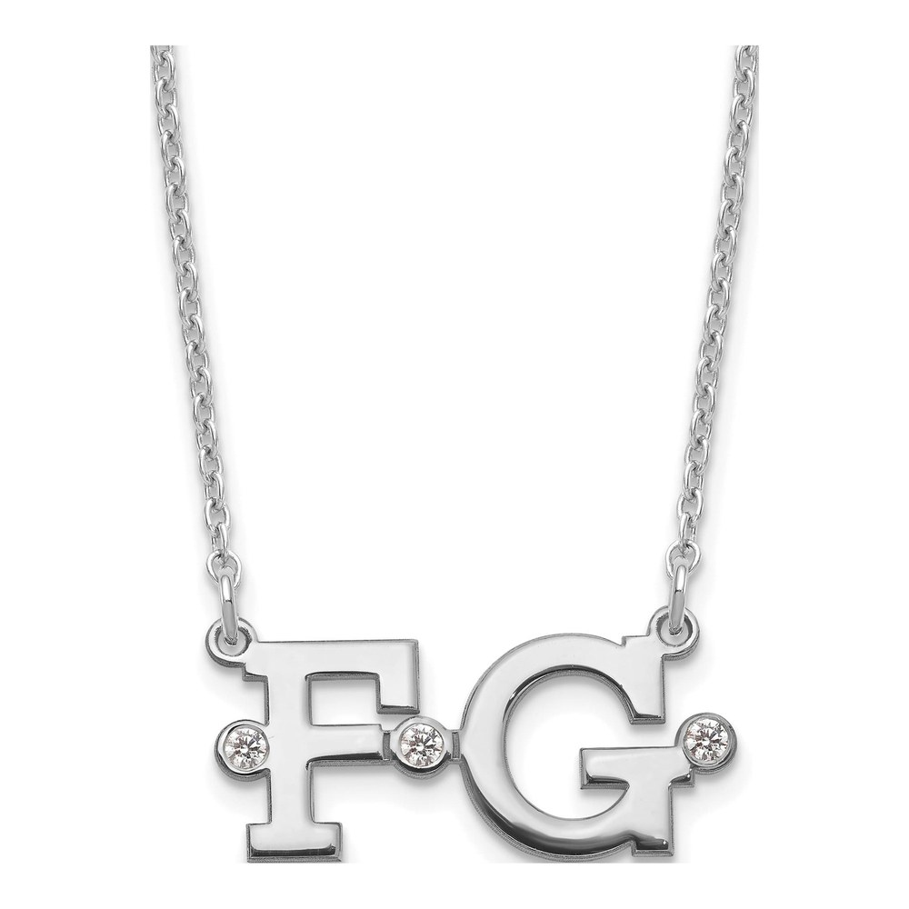 Sterling Silver Double Initial Necklace with Diamonds
