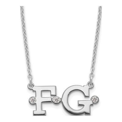 Sterling Silver Diamond Double Initial Necklace