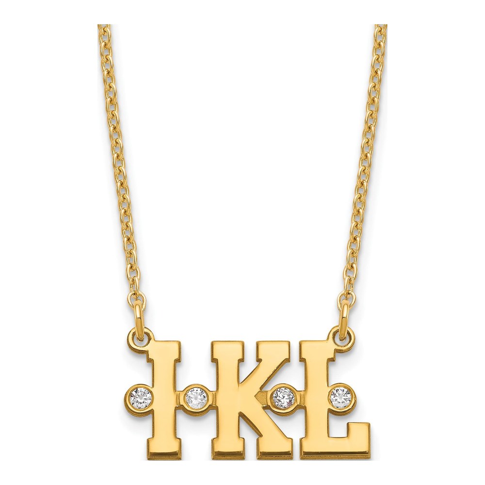 Personalized Triple Initial Necklace w/ Diamonds, SS