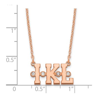 Rose Gold-Plated Sterling Silver Diamond Personalized Triple Initial Necklace – view 2