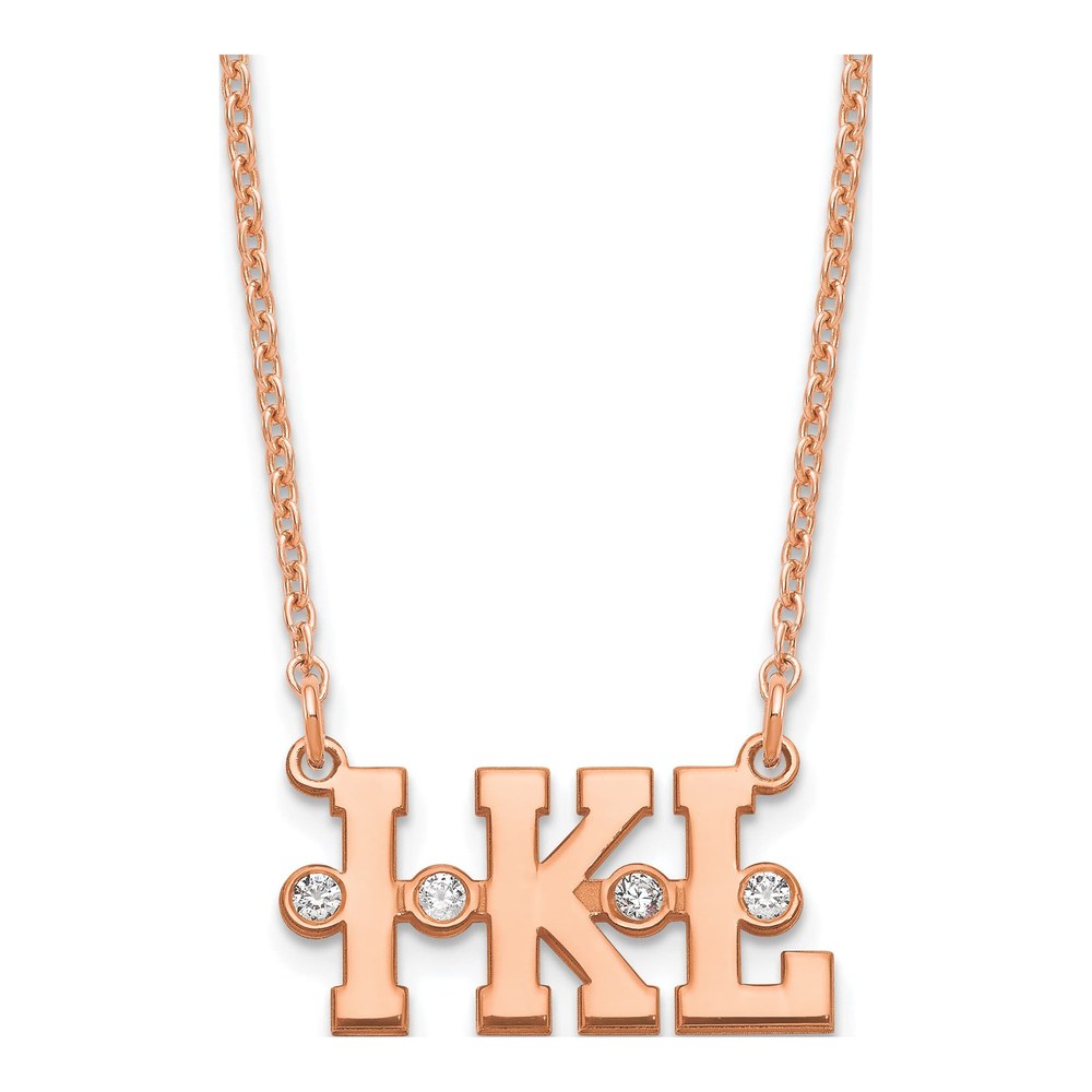 Rose Gold-Plated Sterling Silver Diamond Personalized Triple Initial Necklace