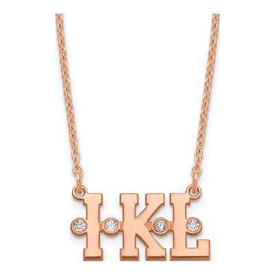 Rose Gold-Plated Sterling Silver Diamond Personalized Triple Initial Necklace