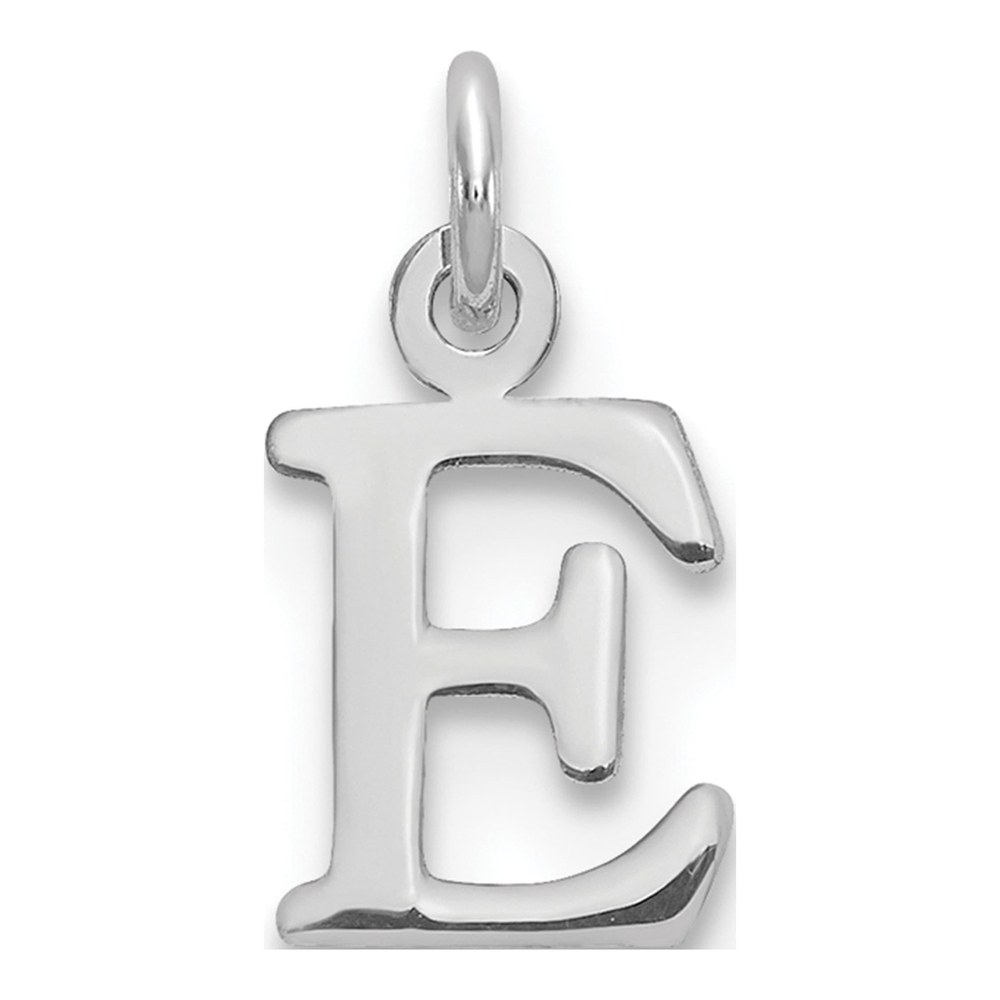 14K White Gold Rhodium-Plated Cutout Letter E Initial Pendant