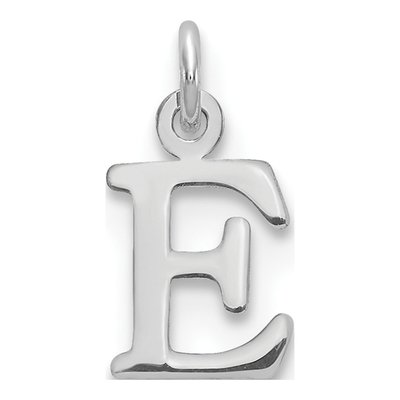 14K White Gold Letter E Pendant