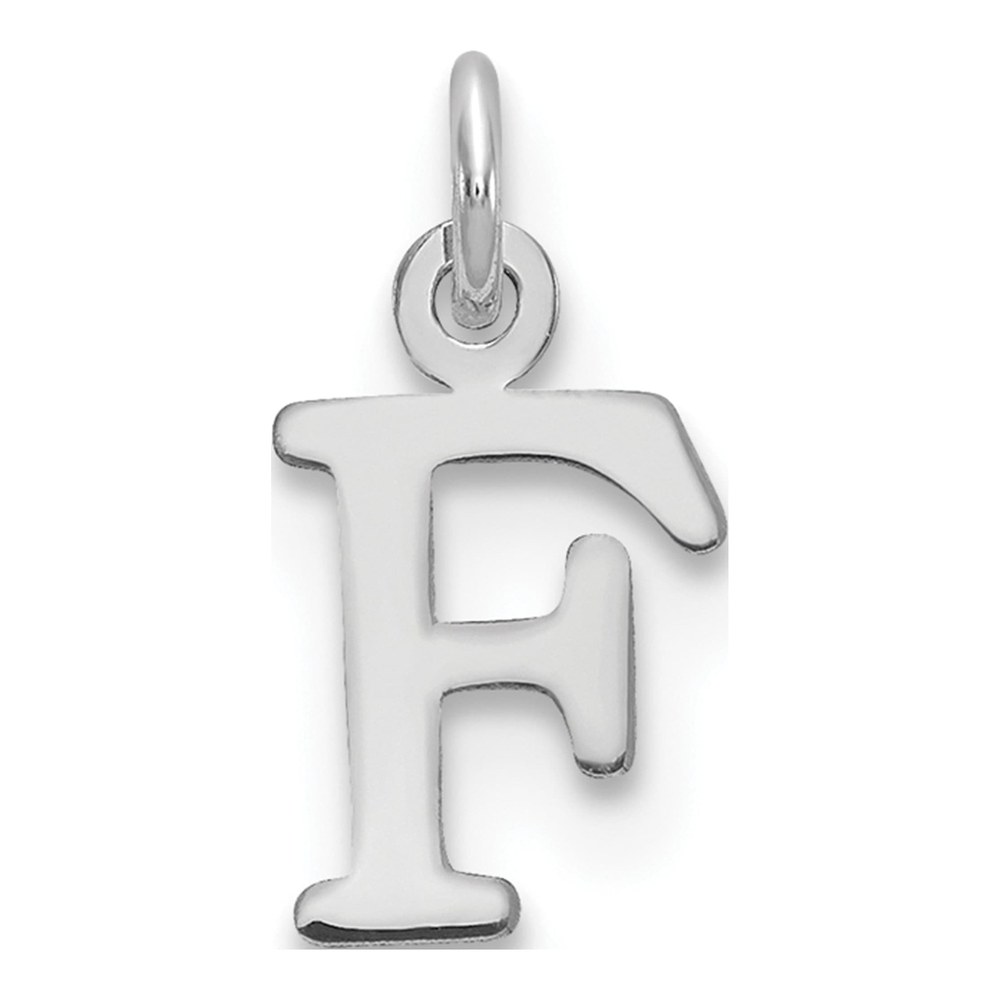 14K White Gold Rhodium-Plated Cutout Letter F Initial Pendant