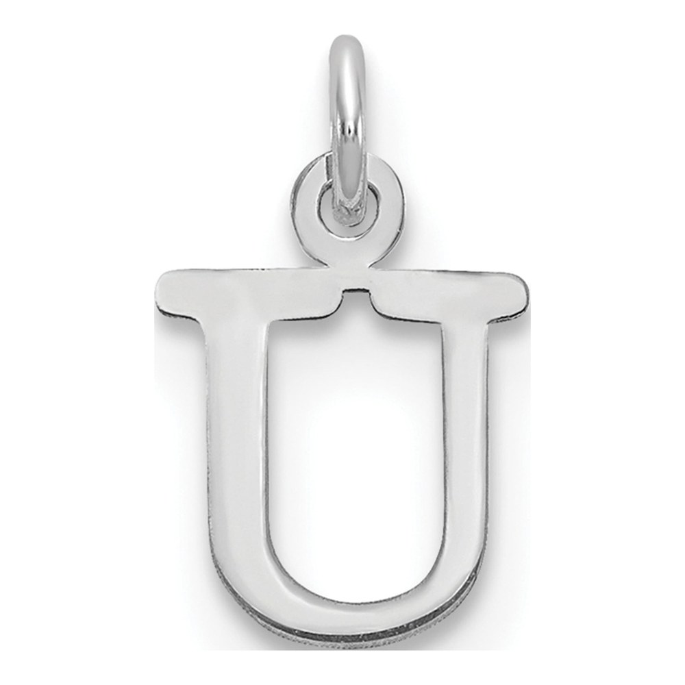 14K White Gold Rhodium-Plated Cutout Letter U Initial Pendant