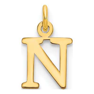 14K Yellow Gold Letter N Pendant