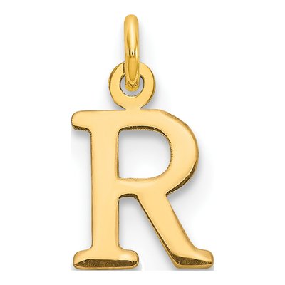 14K Yellow Gold Letter R Pendant