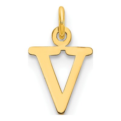 14K Yellow Gold Cutout Letter V Pendant