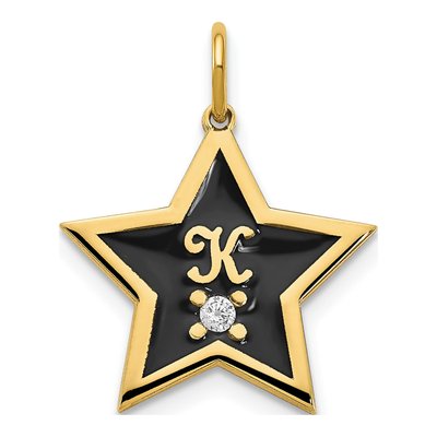 Gold-Plated Sterling Silver Diamond Personalized Star Initial Charm
