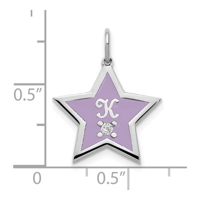 Sterling Silver Diamond Enamel Star Initial Charm – view 2