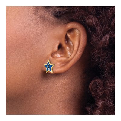 Gold-Plated Sterling Silver 1.5mm Round Diamond Personalized Star Initial Stud Earrings – view 3