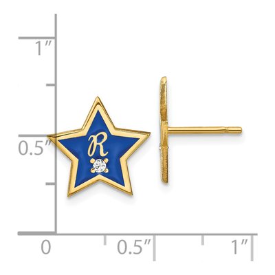 Gold-Plated Sterling Silver 1.5mm Round Diamond Personalized Star Initial Stud Earrings – view 4