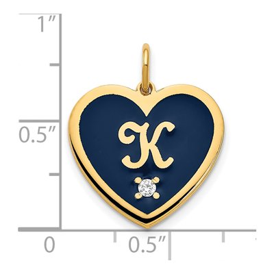 Gold-Plated Sterling Silver Diamond Personalized Heart Initial Charm – view 2