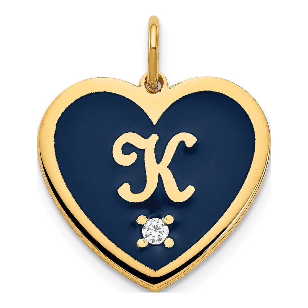 Gold-Plated Sterling Silver Diamond Personalized Heart Initial Charm