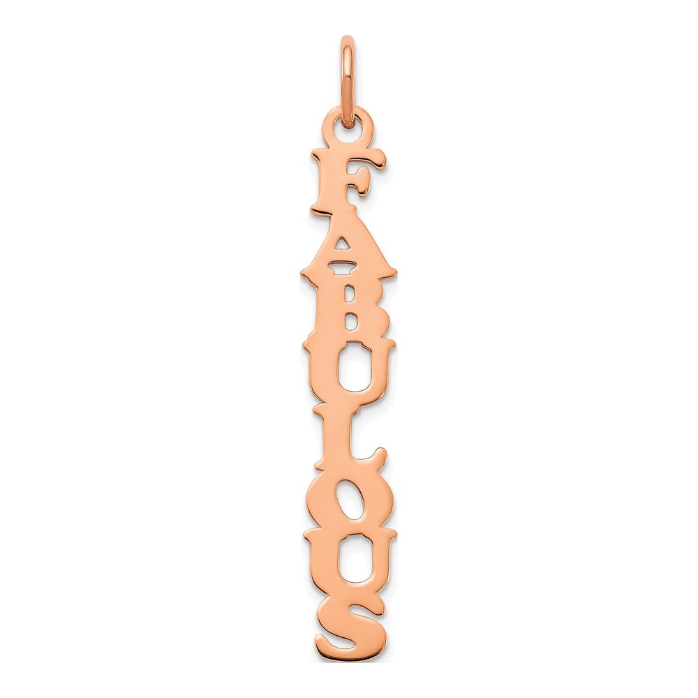 14K Rose Gold Cooper Font Vertical Name Plate Charm