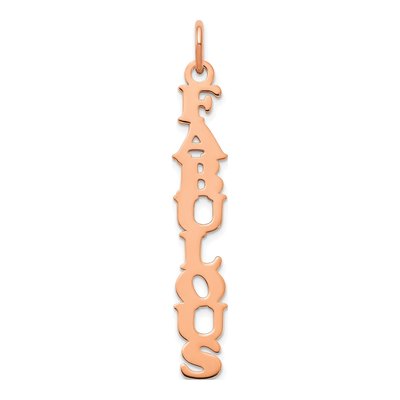 14K Rose Gold Cooper Font Vertical Name Plate Charm