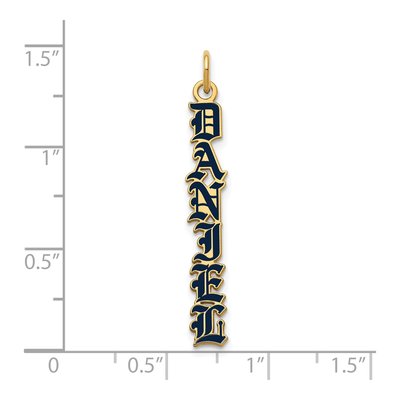 Gold-Plated Sterling Silver English Towne Font Vertical Name Plate Charm – view 2