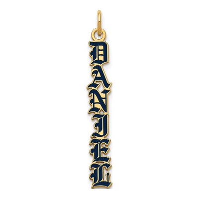Gold-Plated Sterling Silver English Towne Font Vertical Name Plate Charm