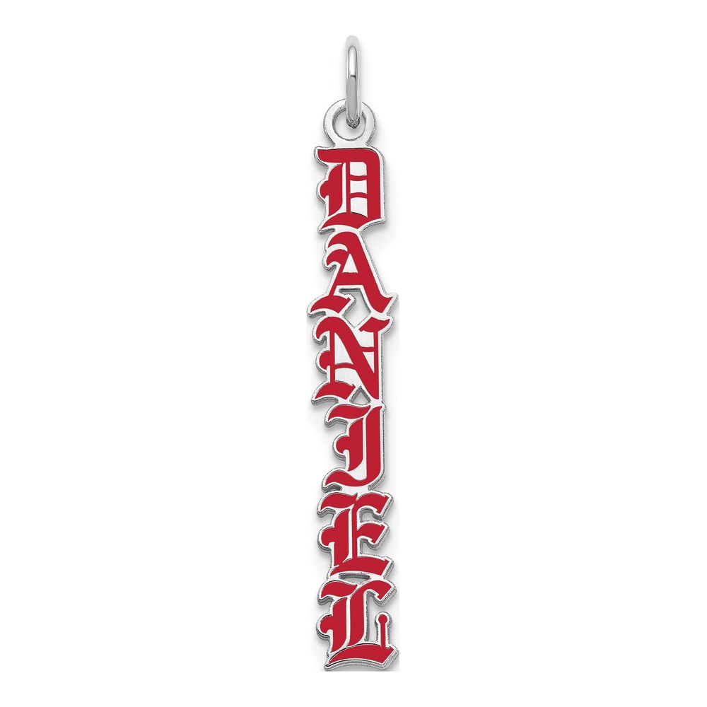 Sterling Silver/rhod-Pltd English Towne Font Epoxy Name Plate Charm Pendant