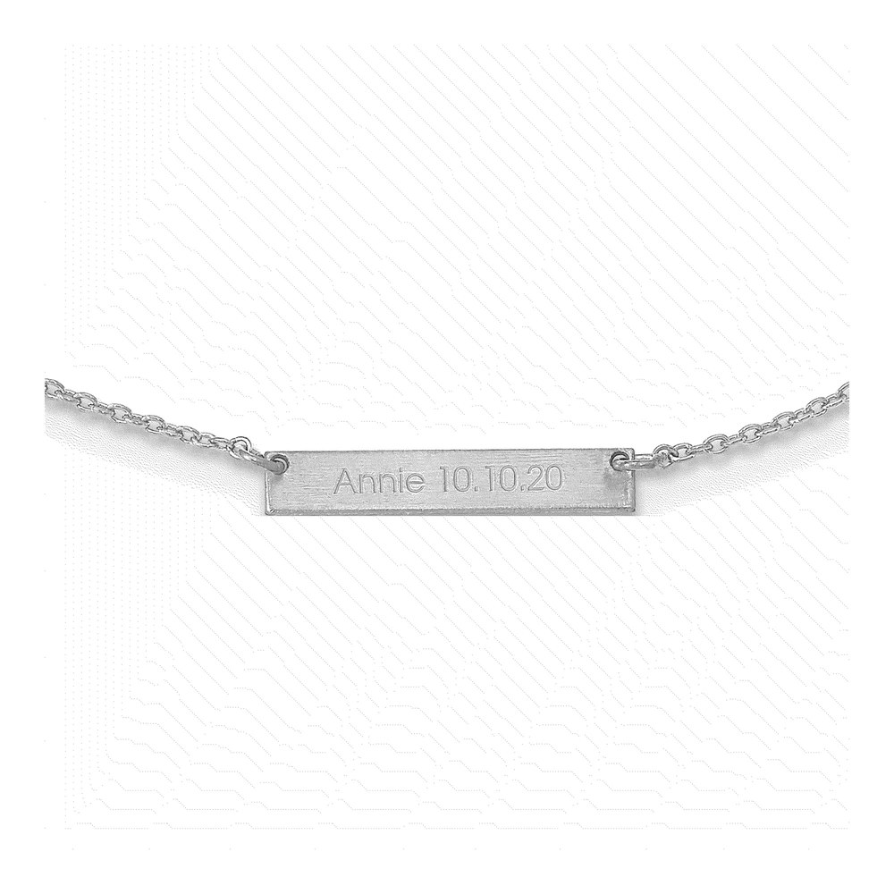 14K White Gold 18 Inch Brushed 1 Station Necklace with Lobster Clasp