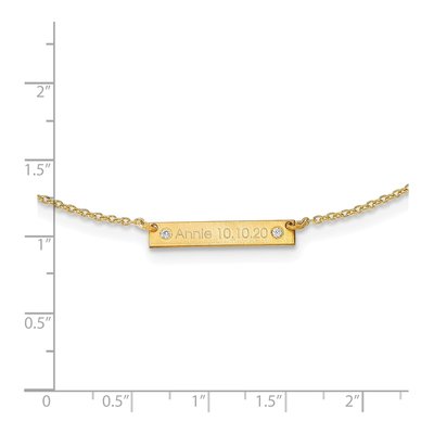 Ss/Gold Plated Sterling Silver/Gold-Plated Brushed 1 Station With Diamond Necklace – view 2