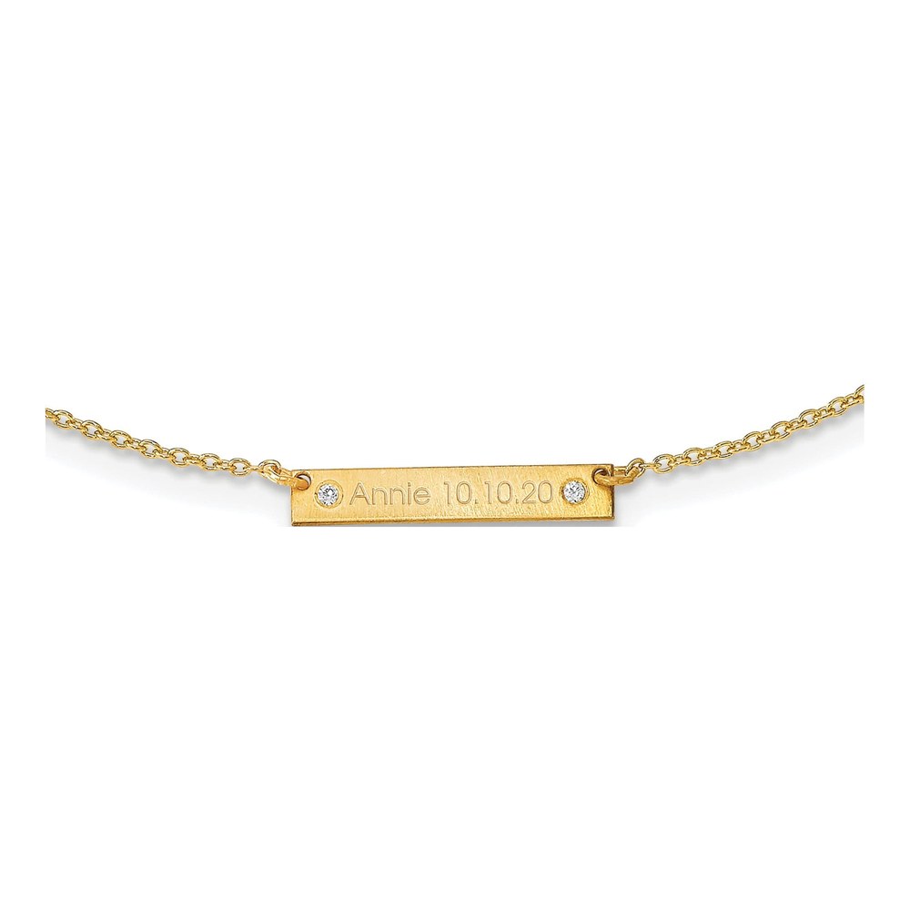 Ss/Gold Plated Sterling Silver/Gold-Plated Brushed 1 Station With Diamond Necklace