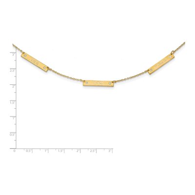 Ss/Gold Plated Sterling Silver/Gold-Plated Brushed 3 Station With Diamond Necklace – view 2
