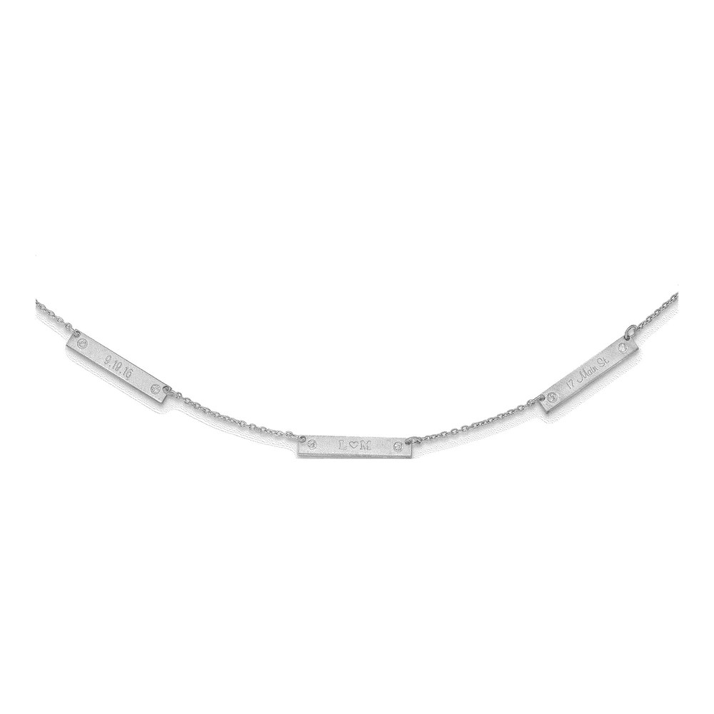 Sterling Silver 0.09 ct tw Diamond Personalized 3-Station Necklace