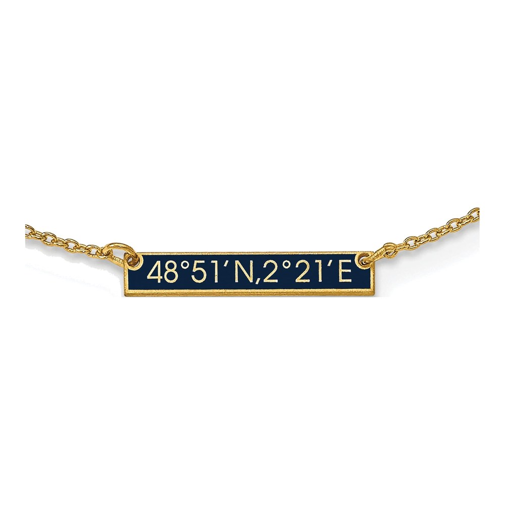 14K Yellow Gold 18 Inch Brushed 1 Station With Epoxy Necklace with Lobster Clasp