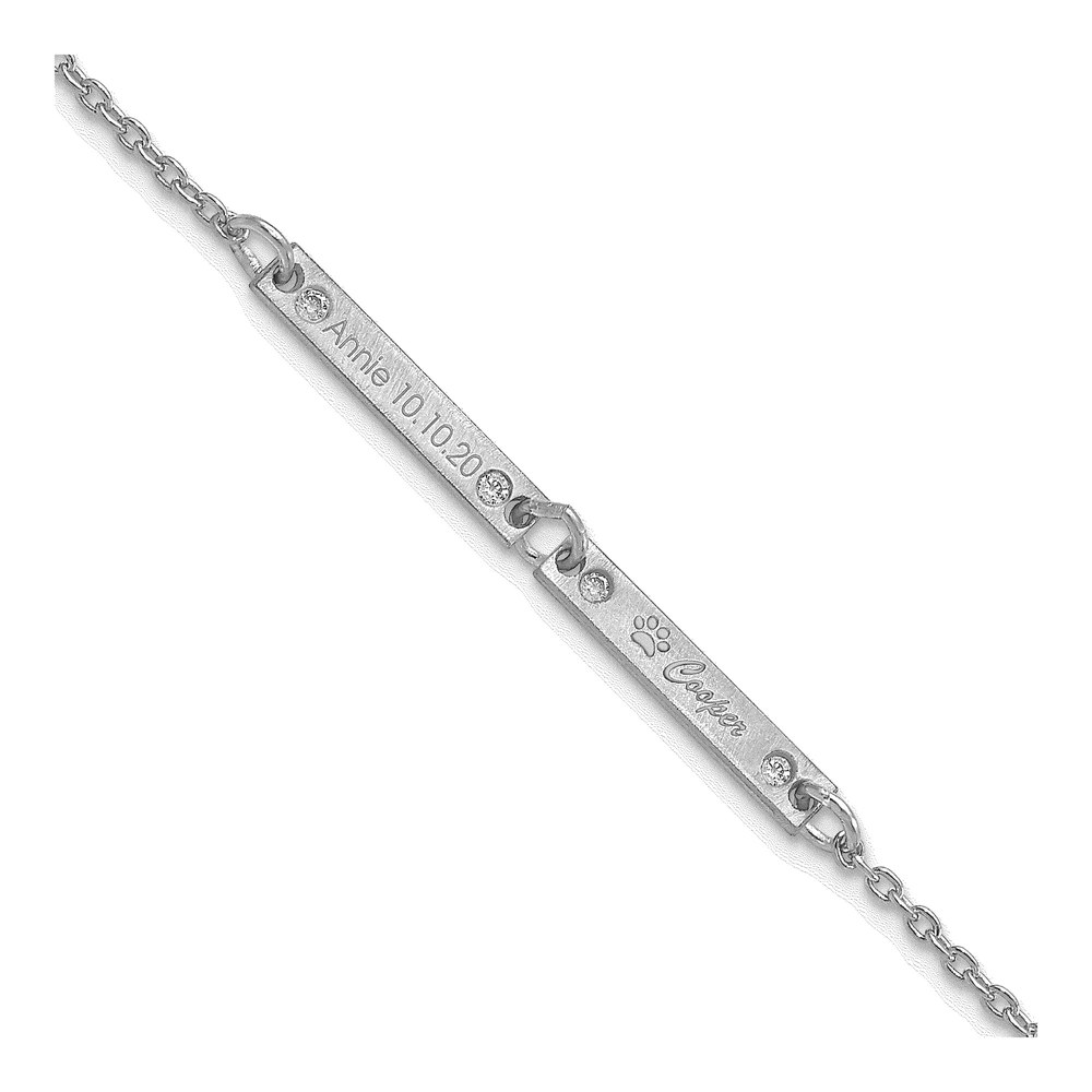 Personalized Sterling Silver Diamond Bracelet, 6.5 In
