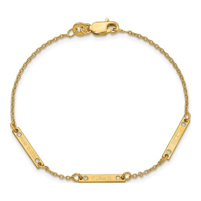 Gold-Plated Sterling Silver 0.09 ct tw Diamond 3-Station Bracelet – view 4