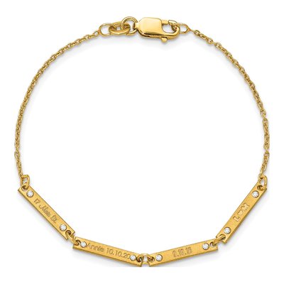 14K Yellow Gold 1/8 ct tw Diamond 4-Station Bracelet – view 4