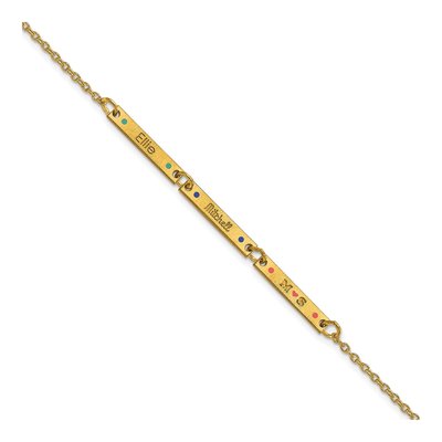 14K Yellow Gold Personalized 3-Station Bar Bracelet