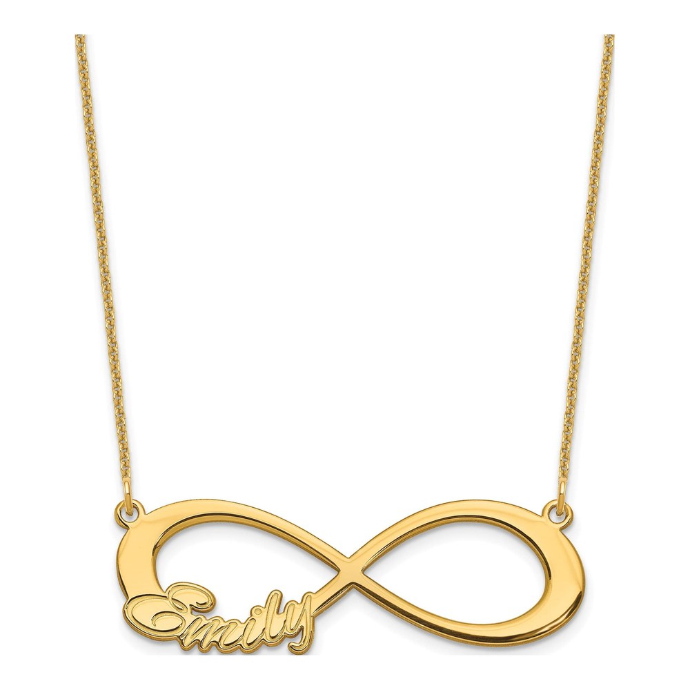 14K Yellow Gold Personalized Name Infinity Necklace