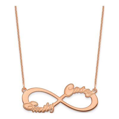 14K Rose Gold Personalized 2-Name Infinity Necklace