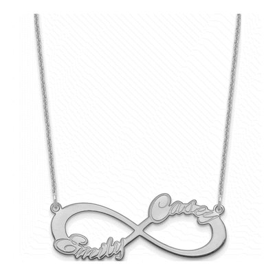 14K White Gold Personalized 2-Name Infinity Necklace