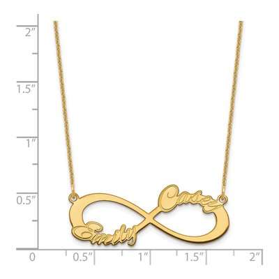14K Yellow Gold Personalized 2-Name Infinity Necklace – view 3