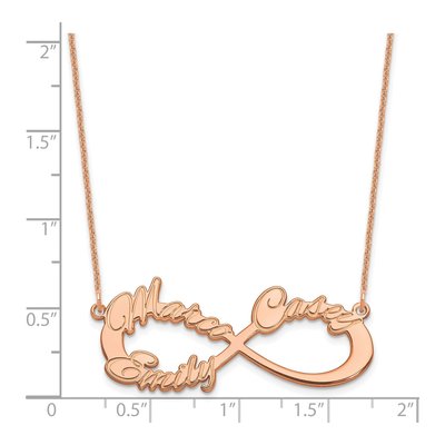 14K Rose Gold 3-Name Infinity Necklace – view 2