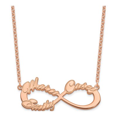 Rose Gold-Plated Sterling Silver Personalized 3-Name Infinity Necklace